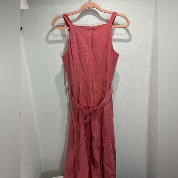 Gal Meets Glam Ruth belted linen A line Pink Dress Size 6 - Picture 2 of 5
